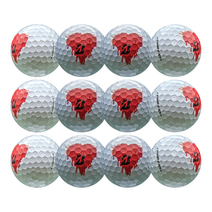 Refurbished Bridgestone Tour B RX Bleeding Hearts Golf Balls