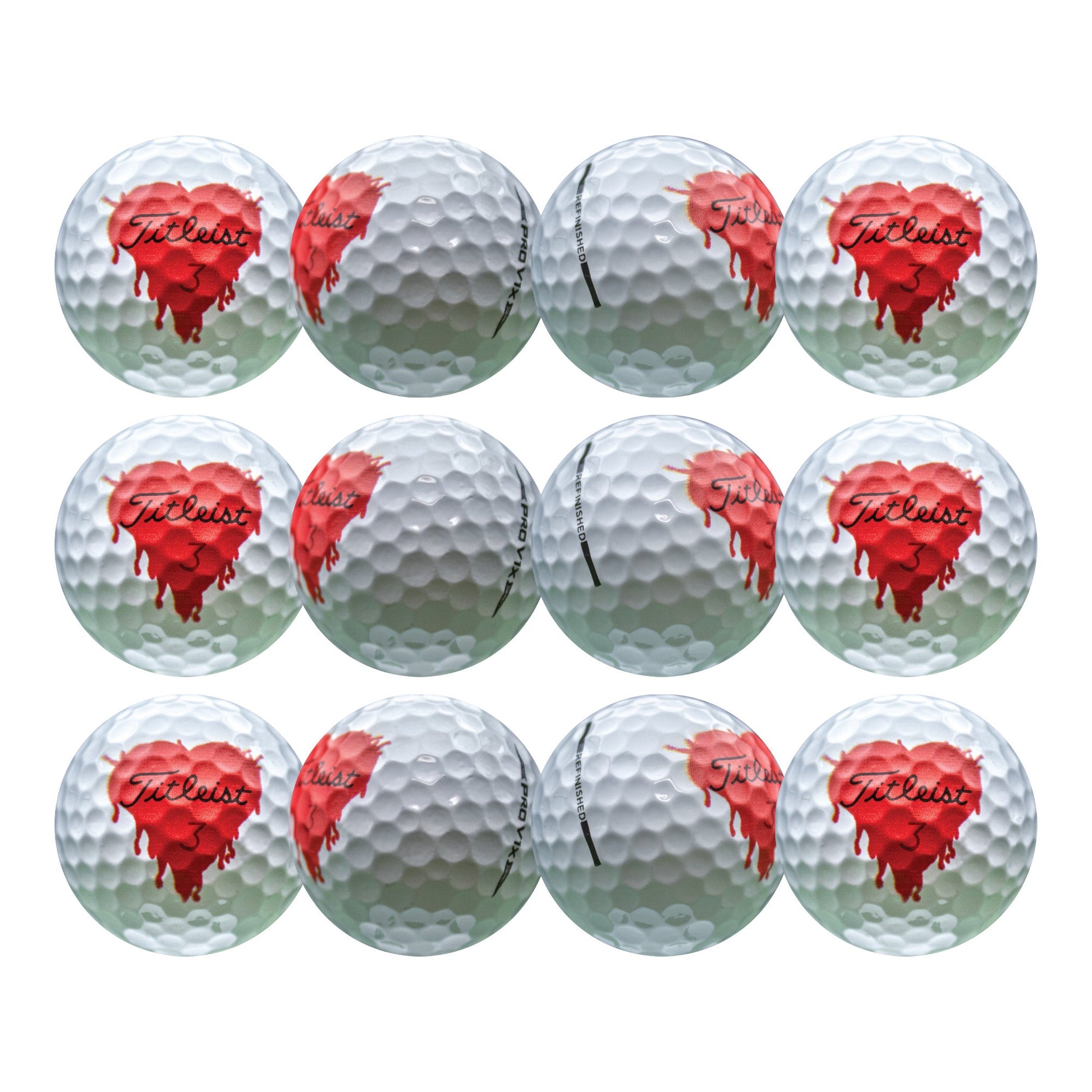 Refurbished Titleist Pro V1x Bleeding Heart Golf Balls