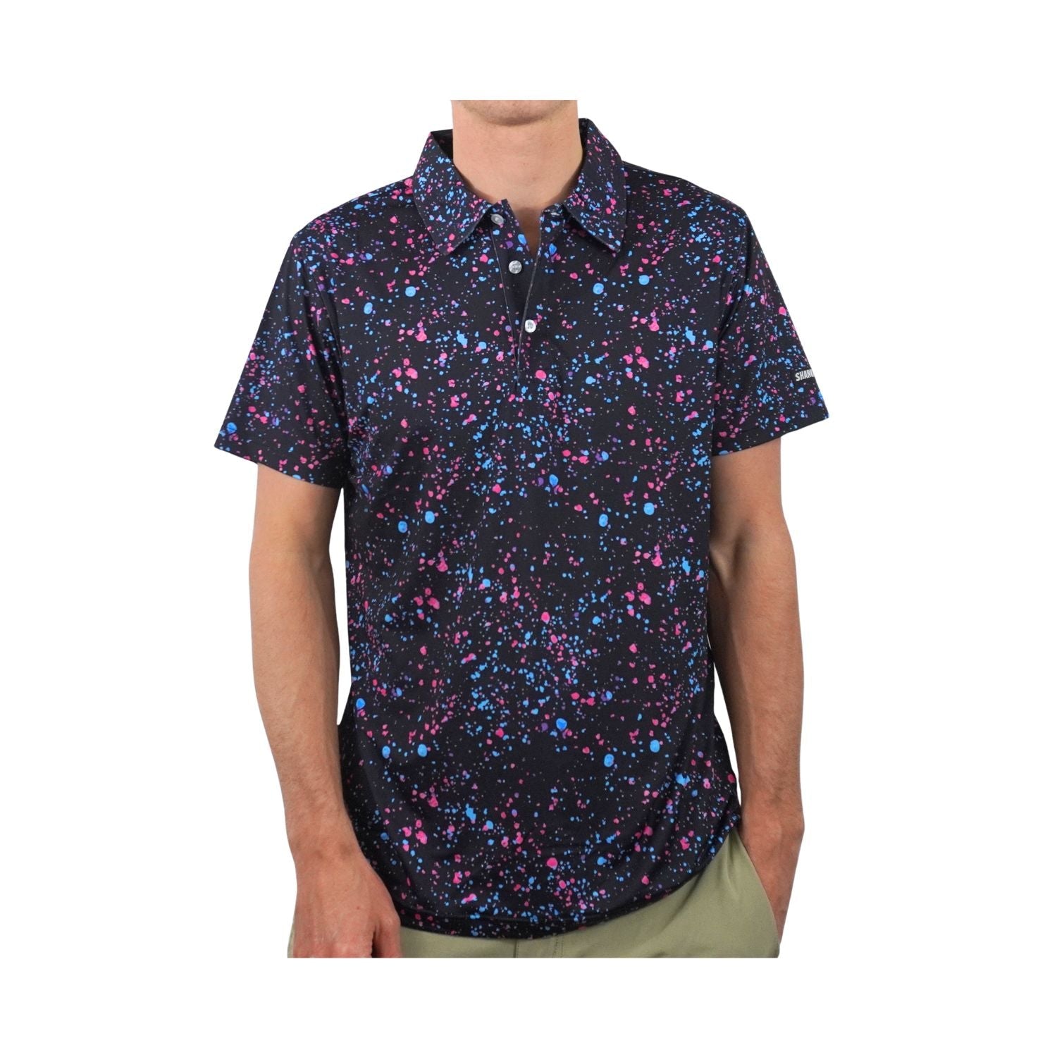 Paint Splatter Polo Black - The Golf Guys Online