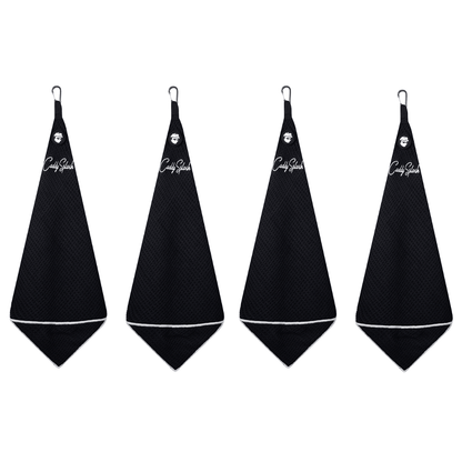 Magnetic Golf Towel with Ball Pocket - Black