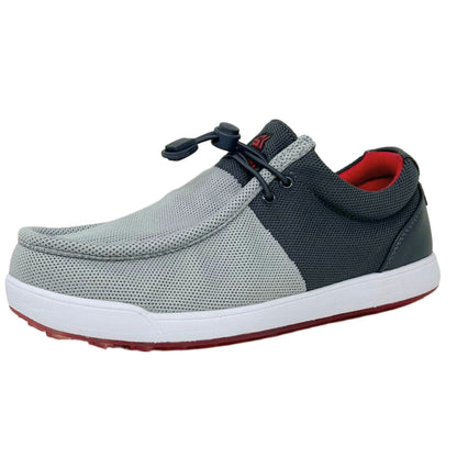 SKŌNI Men's Golf Shoe Waterproof- Grey/Red - The Golf Guys Online