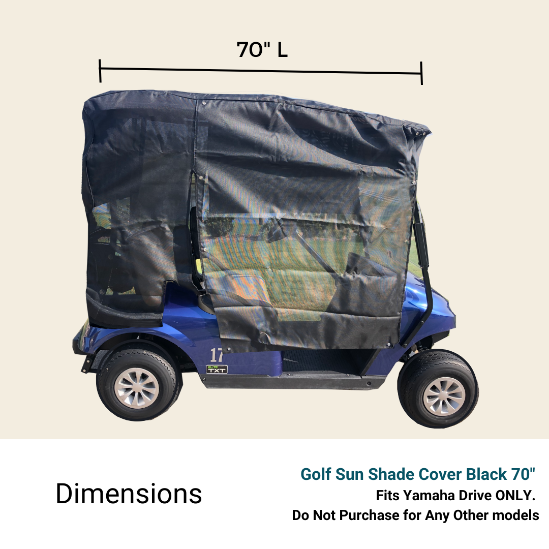 Golf Cart Sun Shade UV Mesh Top Cover Exclusive For Yamaha Drive 70" Roof Black