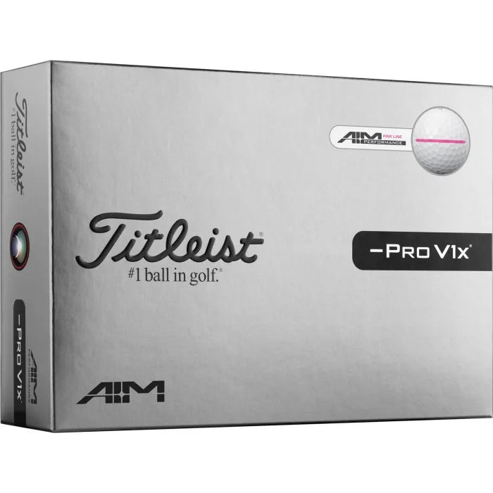 Titleist 2026 Pro V1x Left Dash AIM Performance Alignment Pink Line Golf Balls
