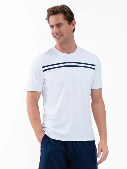 Performance Men's Tournament Short Sleeve Crew Neck - White/Midnight - The Golf Guys Online