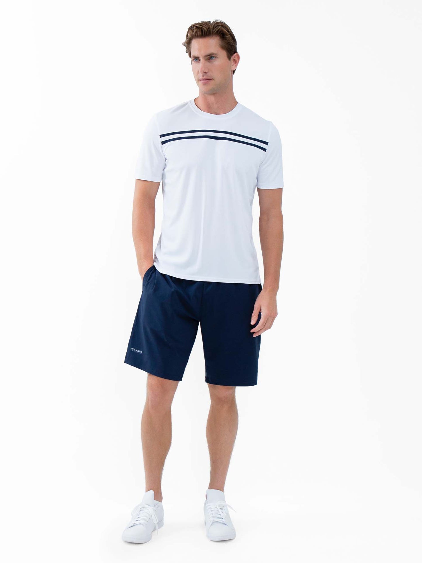 Performance Men's Tournament Short Sleeve Crew Neck - White/Midnight - The Golf Guys Online