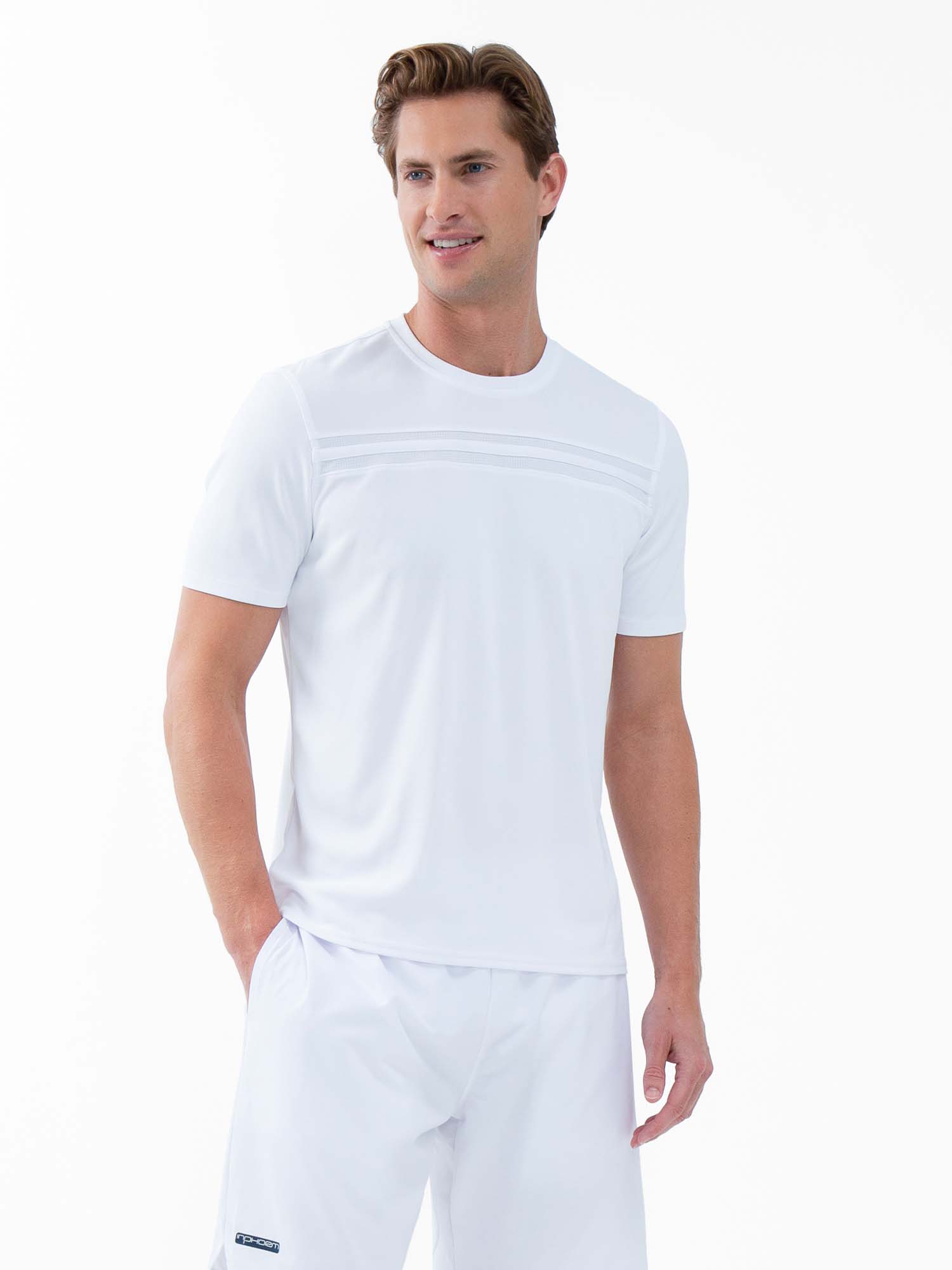 Performance Men's Tournament Short Sleeve Crew Neck - White - The Golf Guys Online