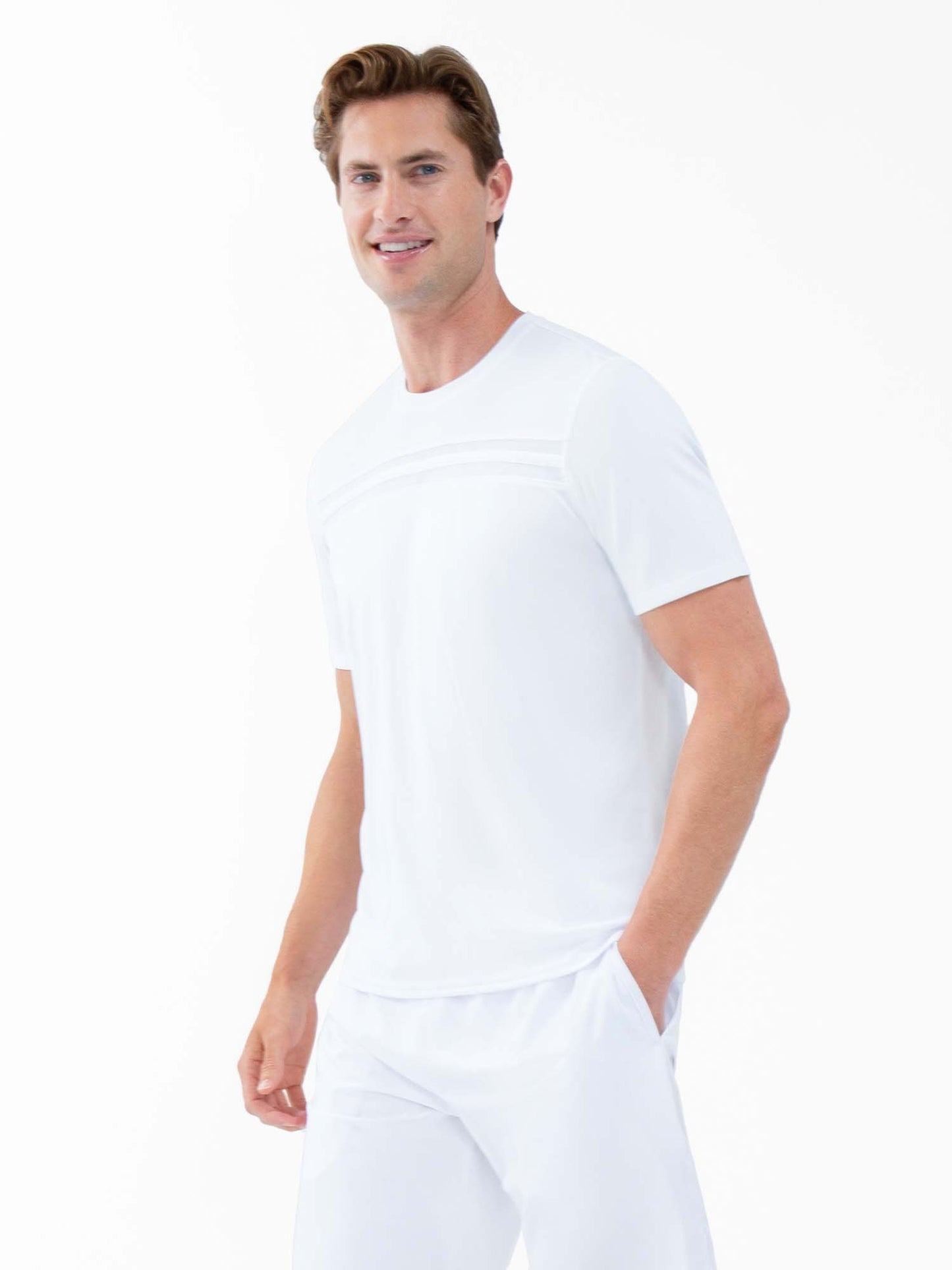 Performance Men's Tournament Short Sleeve Crew Neck - White - The Golf Guys Online
