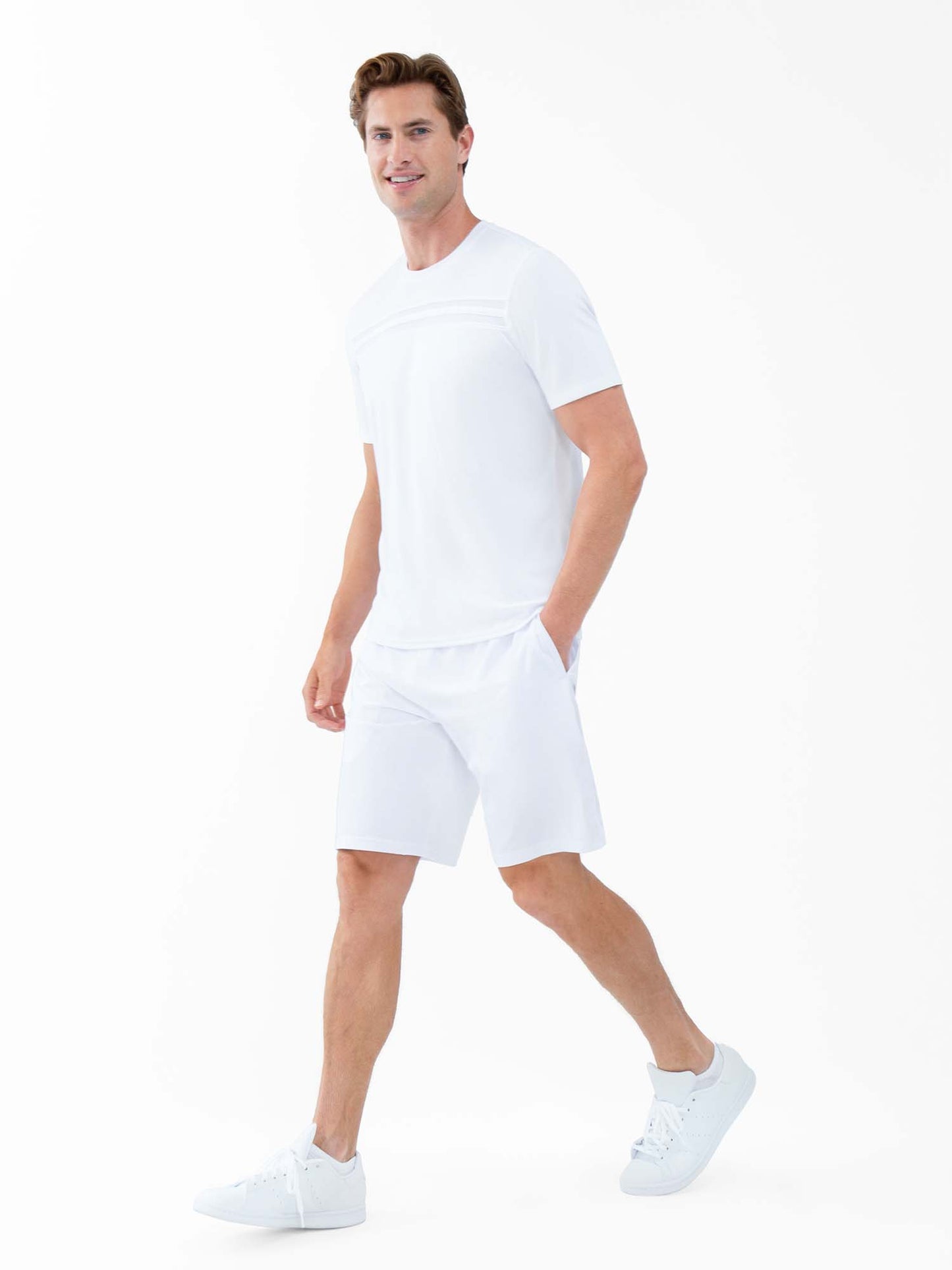 Performance Men's Tournament Short Sleeve Crew Neck - White - The Golf Guys Online