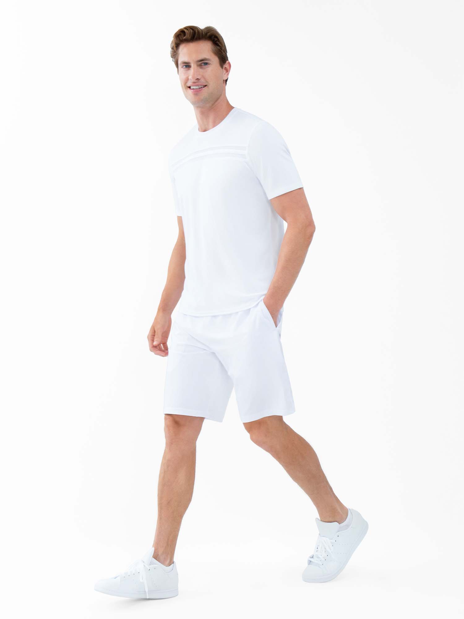 Performance Men's Tournament Short Sleeve Crew Neck - White - The Golf Guys Online