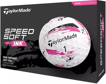 TaylorMade SpeedSoft Ink Pink & Black 2024 Golf Balls - The Golf Guys Online