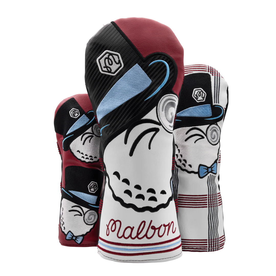 Malbon x Bettinardi Gangster Buckets Maroon & White Plaid Fairway Wood Headcover Set