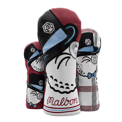 Malbon x Bettinardi Gangster Buckets Maroon & White Plaid Fairway Wood Headcover Set