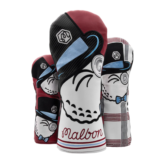Malbon x Bettinardi Gangster Buckets Maroon & White Plaid Fairway Wood Headcover Set