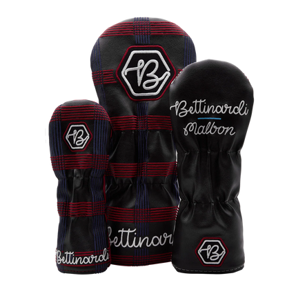 Malbon x Bettinardi Gangster Buckets Maroon & White Plaid Fairway Wood Headcover Set