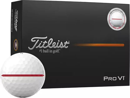 Titleist 2025 Pro V1 Perfomance Alignment Red Golf Balls