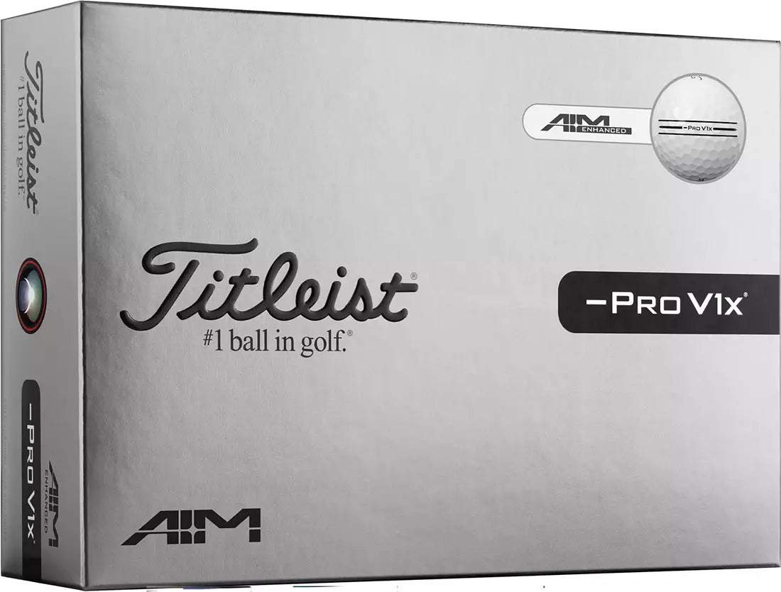 Titleist 2026 Pro V1x Left Dash AIM Enhanced Alignment Golf Balls