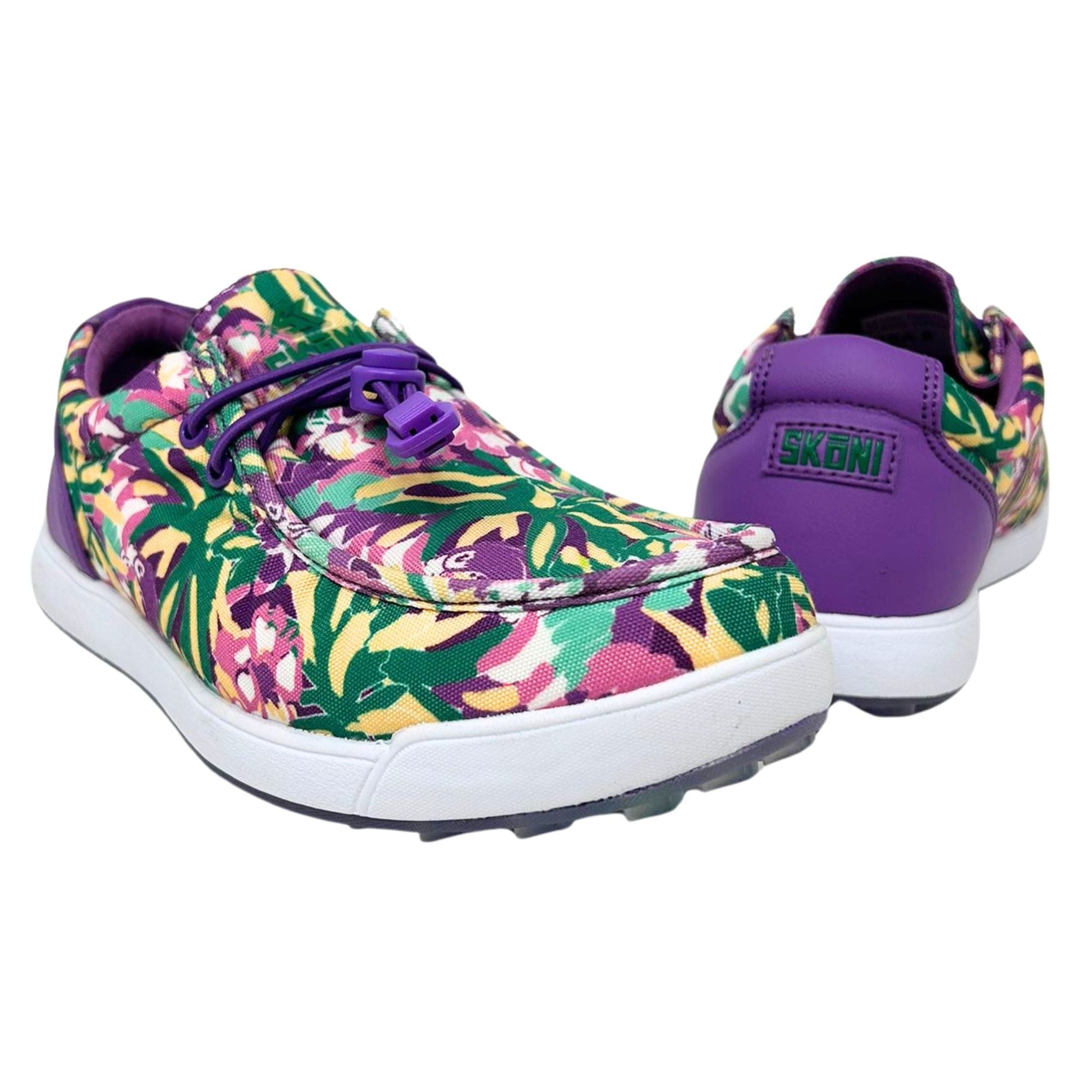 SKŌNI Women's Golf Shoe Waterproof- Purple Floral - The Golf Guys Online