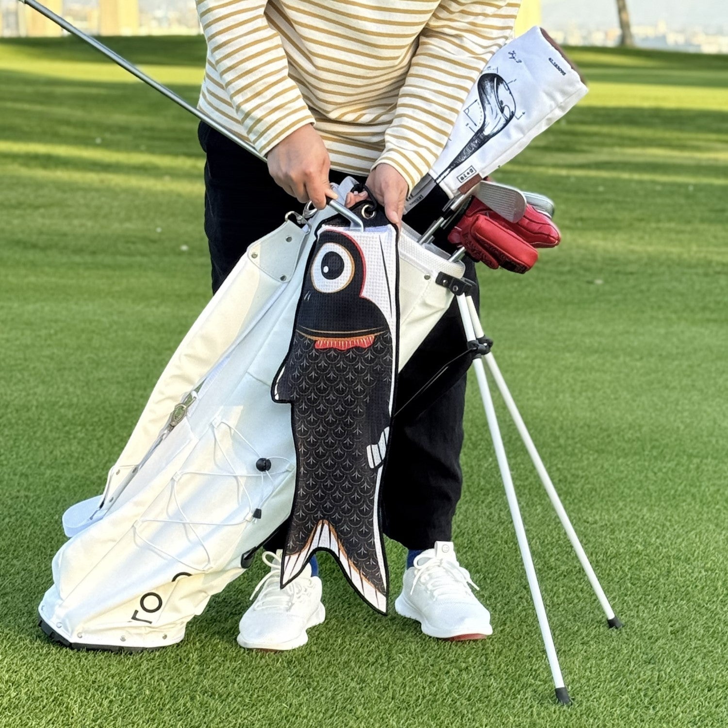 Koi Utility Towel (Black) - The Golf Guys Online