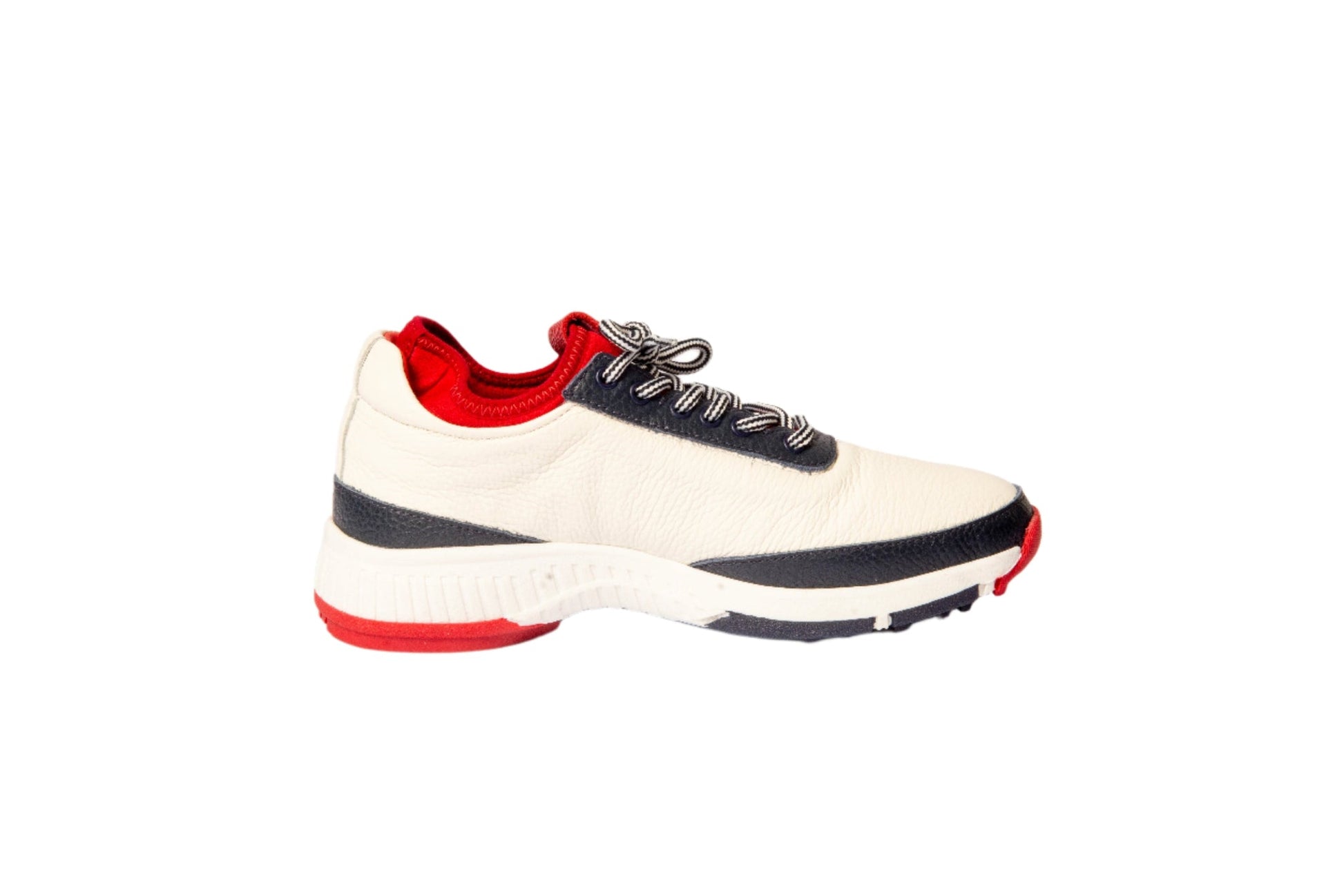 W&H Lynx - Deerskin Women's Golf Shoes in White, Navy & Red
