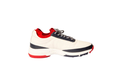 W&H Lynx - Deerskin Women's Golf Shoes in White, Navy & Red