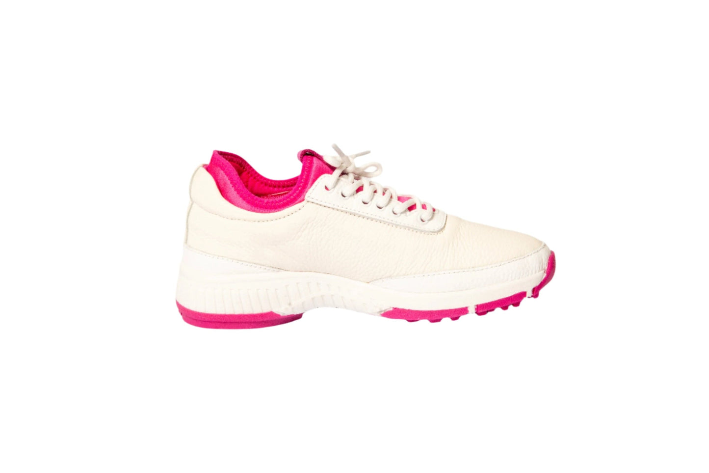 W&H Lynx - Deerskin Women's Golf Shoes in White and Pink