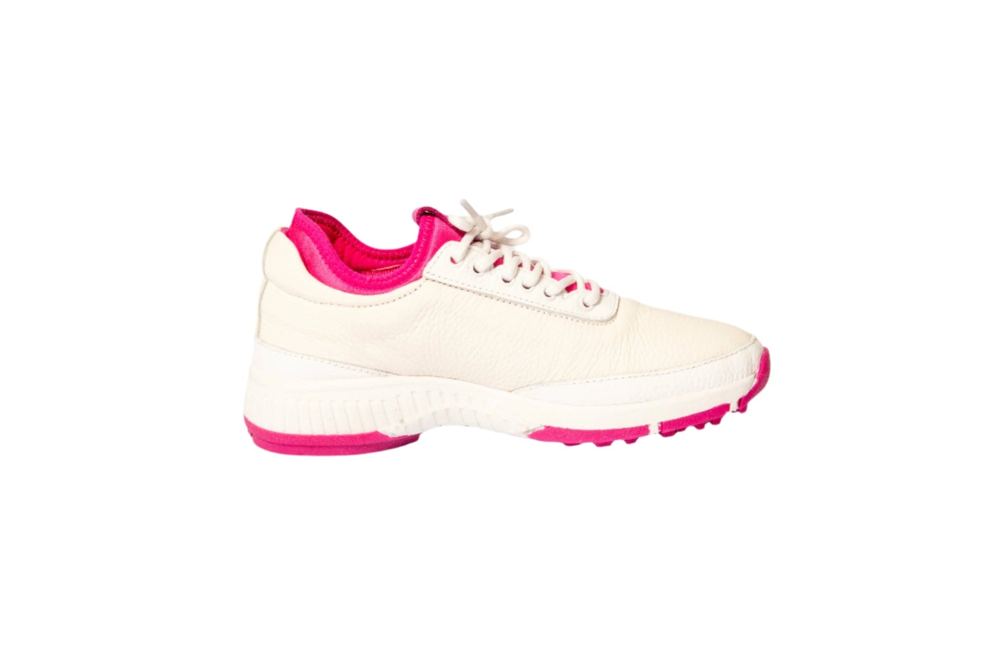 W&H Lynx - Deerskin Women's Golf Shoes in White and Pink