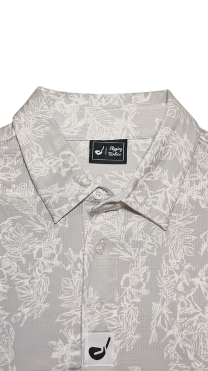 Flipping Birdies - Smoked Floral Golf Polo - The Golf Guys Online