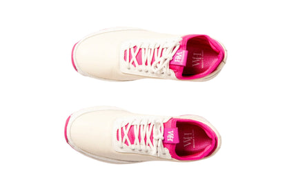 W&H Lynx - Deerskin Women's Golf Shoes in White and Pink