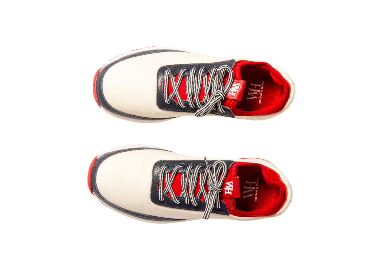 W&H Lynx - Deerskin Women's Golf Shoes in White, Navy & Red