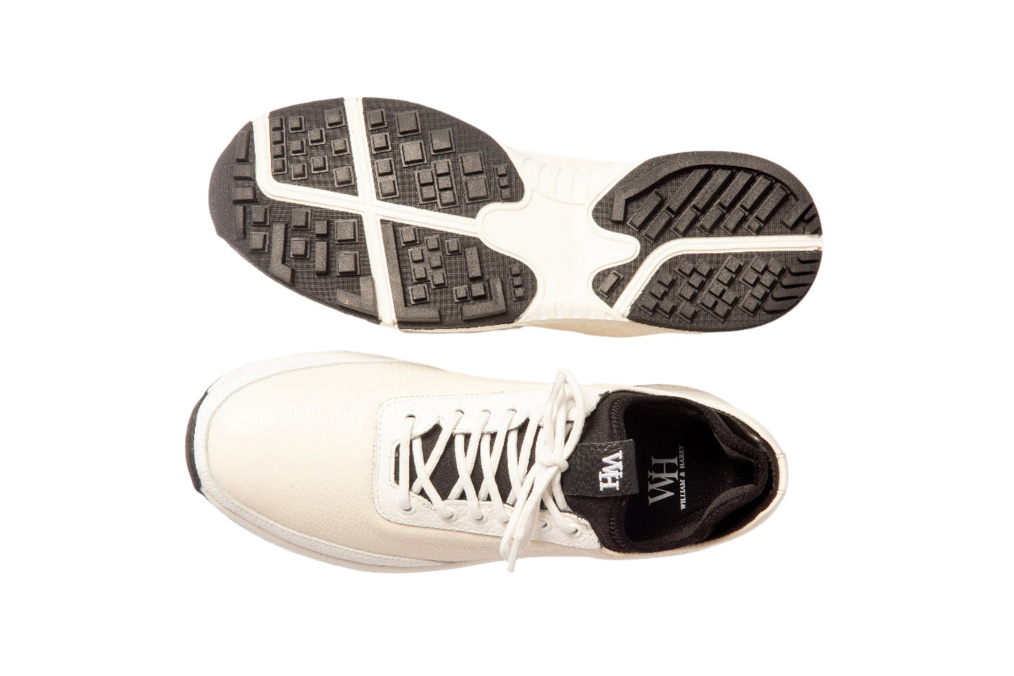 W&H Ace - Deerskin Men's Golf Shoes in White and Black