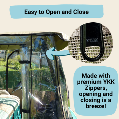 2 Passengers Driving Enclosure Roof 56" - 60" Straight Down Tail in Taupe Golf Cart Cover