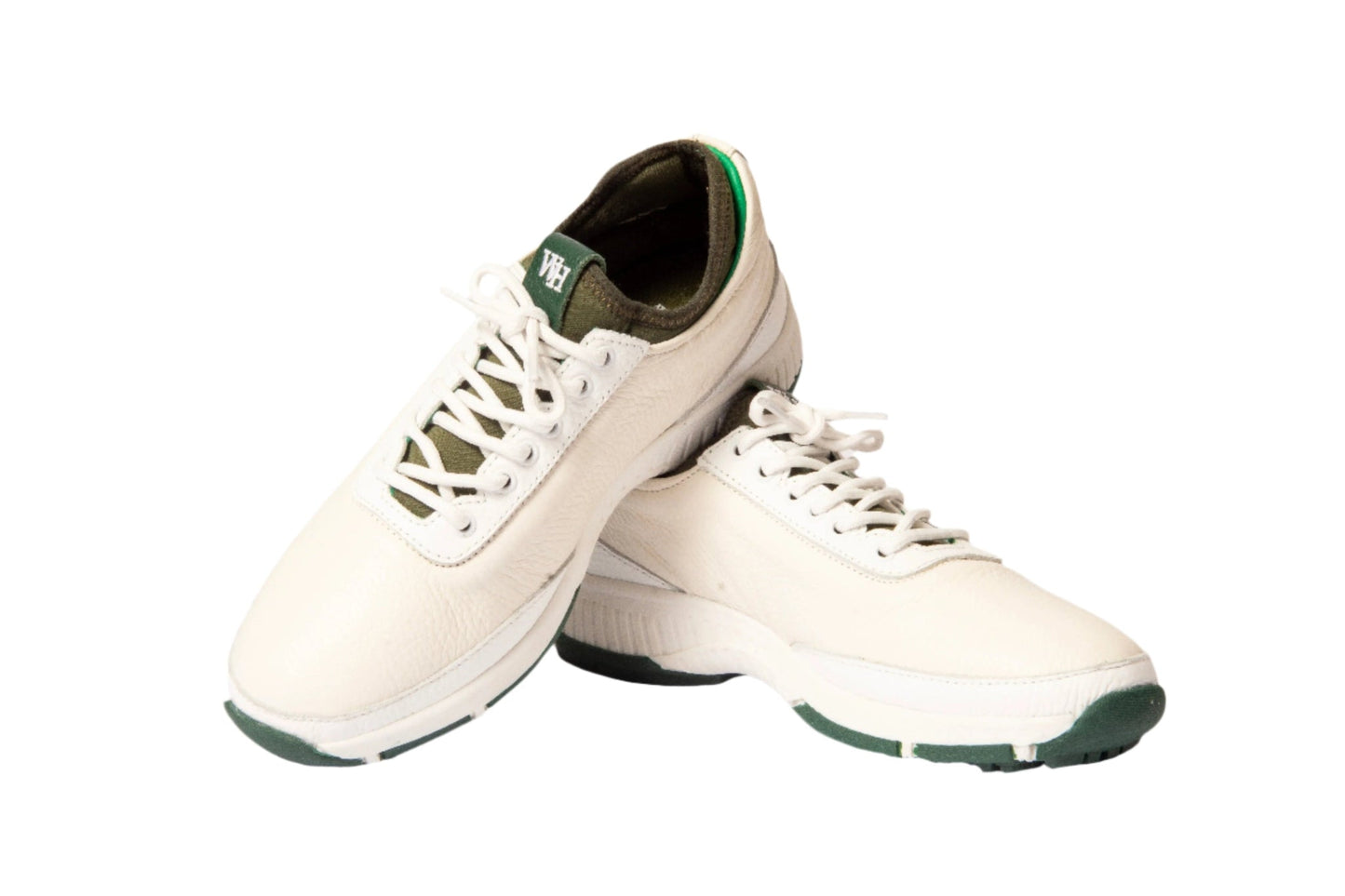 W&H Lynx - Deerskin Women's Golf Shoes in White and Green