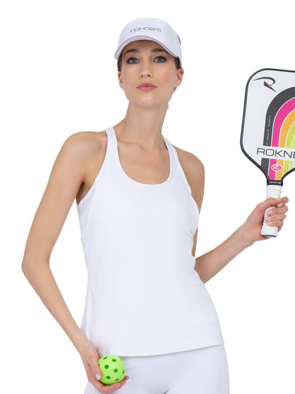 Aubrey Double Layer Athleisure Tank - White - The Golf Guys Online