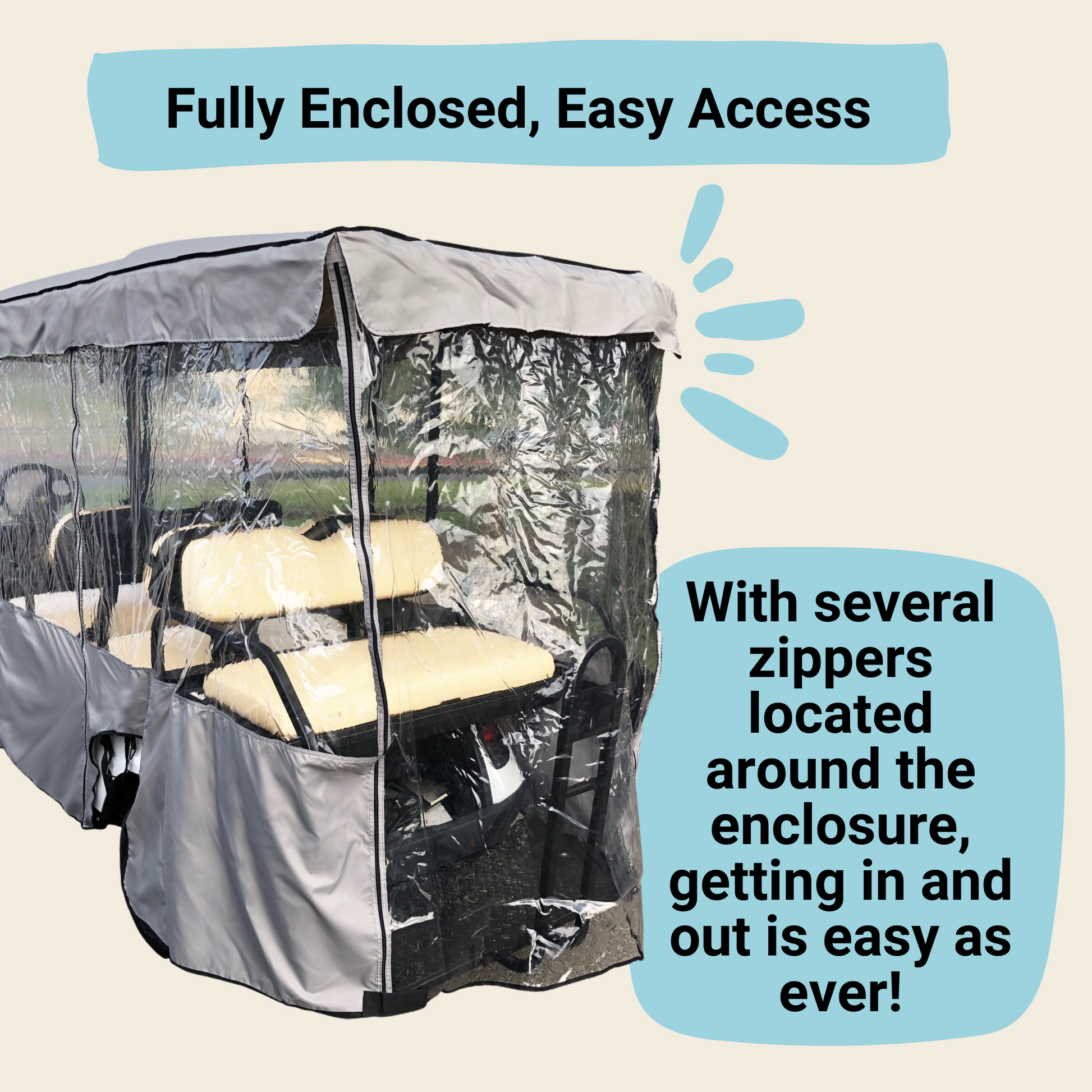6 Passenger Driving Enclosure Golf Cart Cover fits EZGO 4+2 Bench