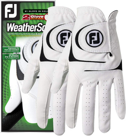 FootJoy WeatherSof 2-Pack Mens Glove 2022 White/Black