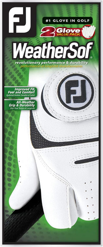 FootJoy WeatherSof 2-Pack Mens Glove 2022 White/Black
