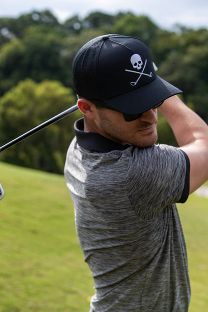 Skull And Crossbones Black Golf Hat - The Golf Guys Online