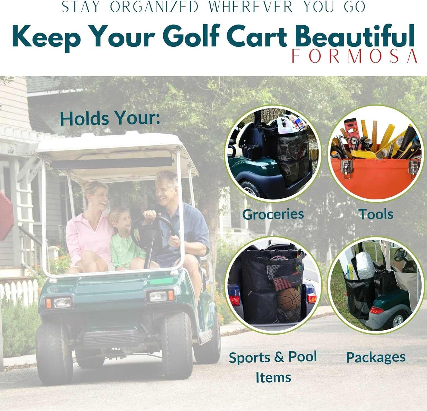 Golf Cart Mesh Utility Grocery Bag Attachment (Universal Fit)