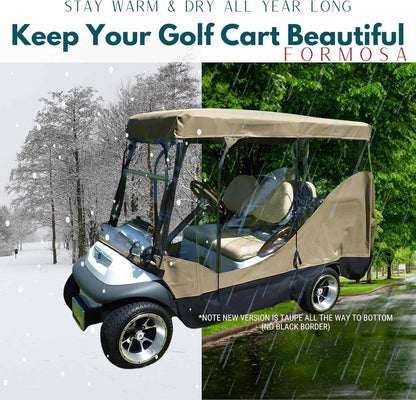 4 Passenger Golf Cart Driving Enclosure Cover (4 Seater Long Roof 80") Taupe