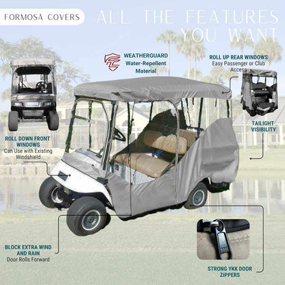 4 Passenger Long Roof Golf Cart Enclosure (Roof Length 80") Grey