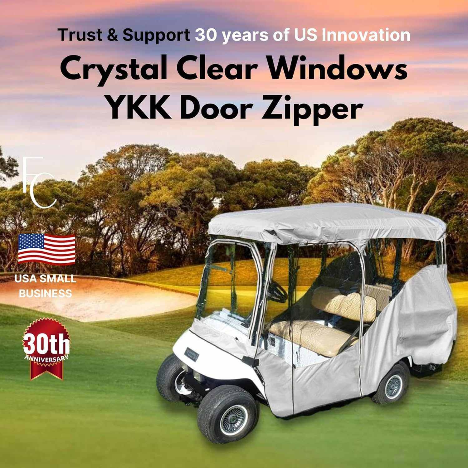 4 Passenger Long Roof Golf Cart Enclosure (Roof Length 80") Grey