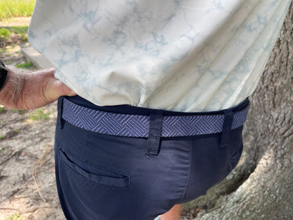Needlepoint Texture Basketweave Steel Grey and Navy Blue - The Golf Guys Online