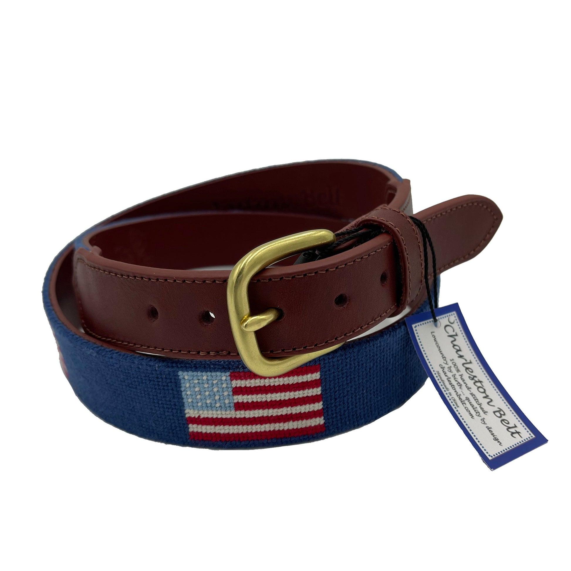 USA American Flag Needlepoint Belt - The Golf Guys Online