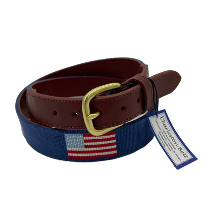 USA American Flag Needlepoint Belt - The Golf Guys Online