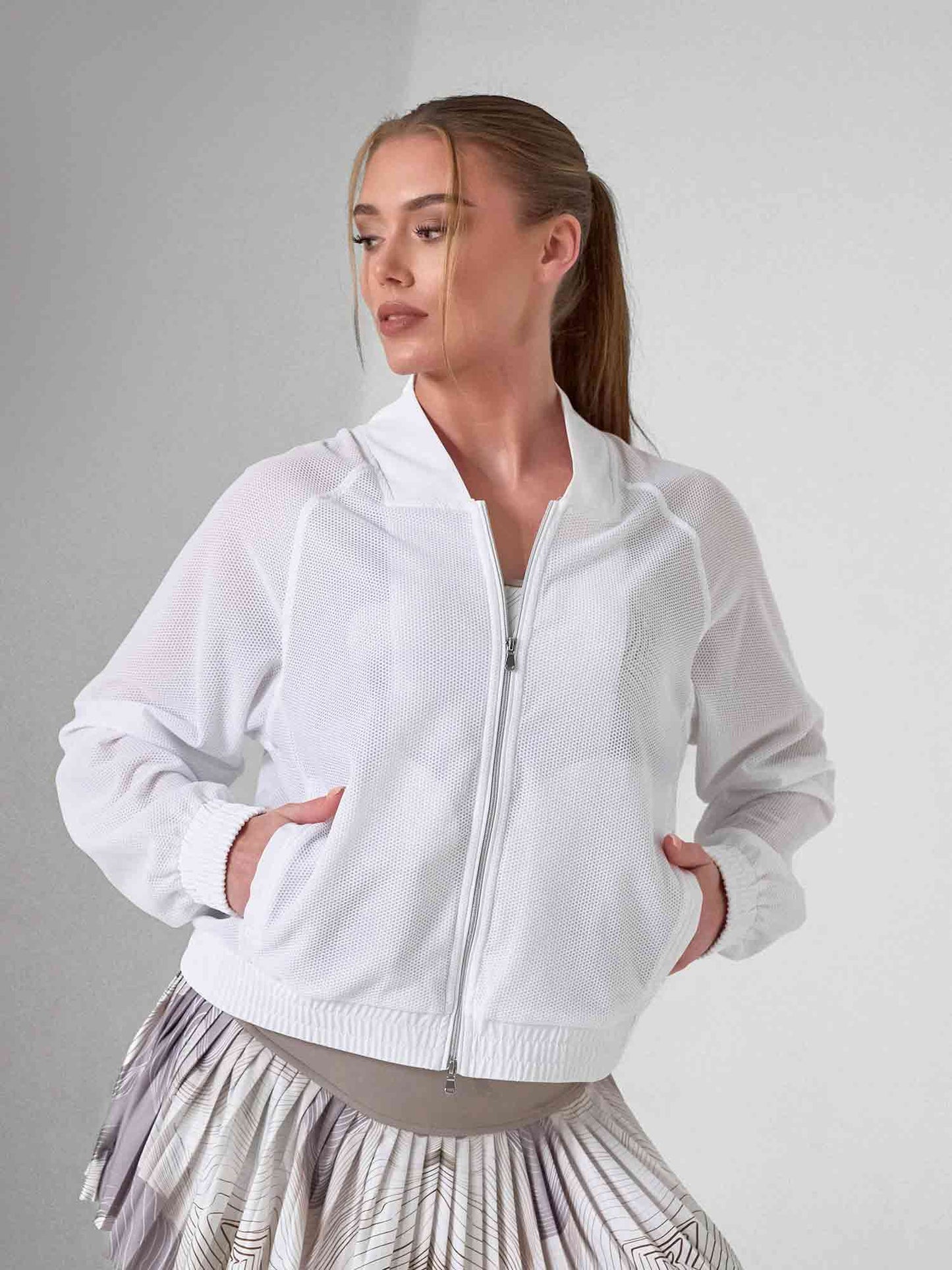 BAILA Mesh Athletic Jacket | Two-Way Zip Performance Bomber | First Position Collection - The Golf Guys Online