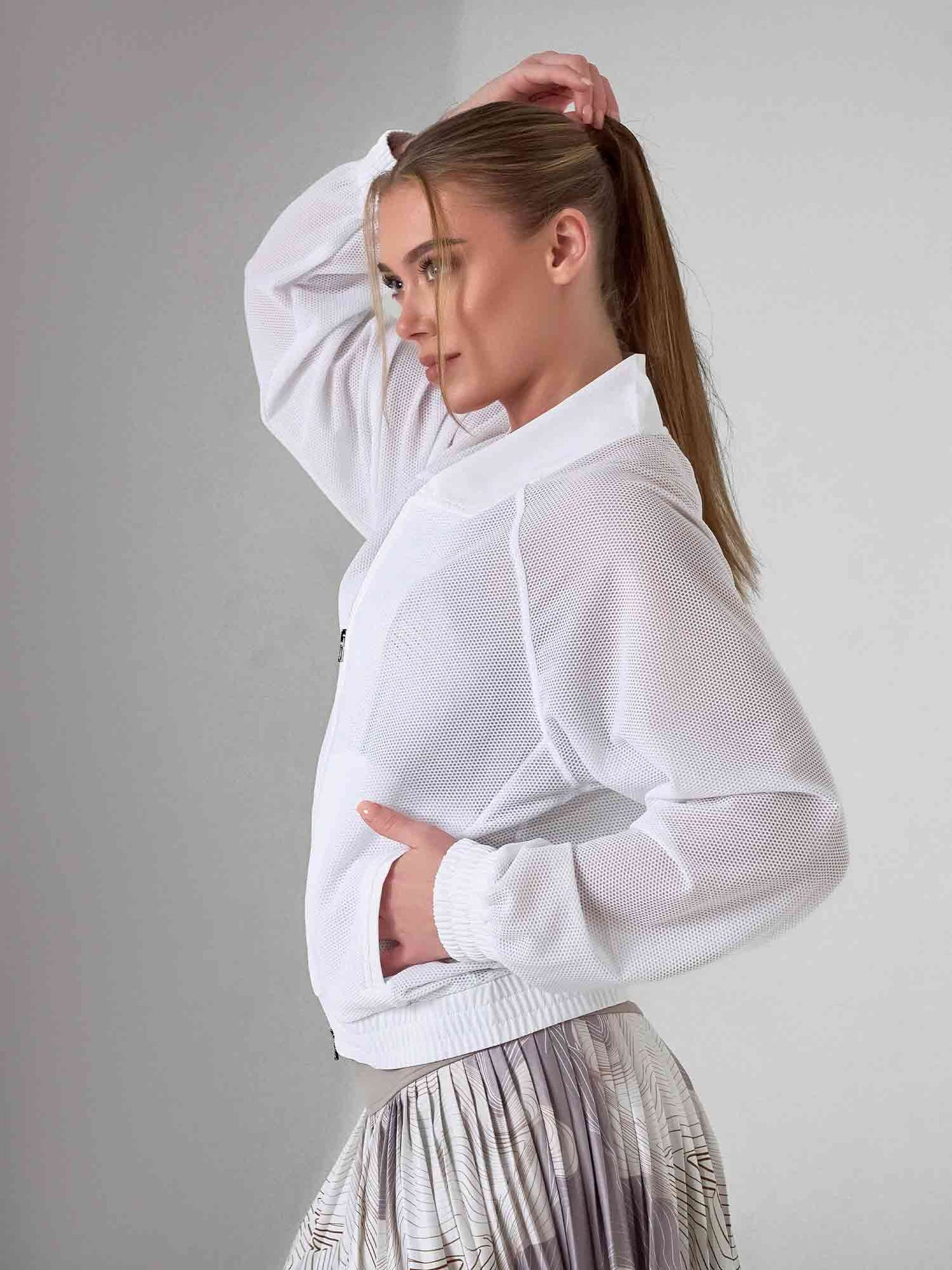 BAILA Mesh Athletic Jacket | Two-Way Zip Performance Bomber | First Position Collection - The Golf Guys Online