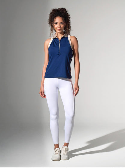 Ava Sleeveless Women's Golf & Tennis Polo Top - Ink/Silver - The Golf Guys Online