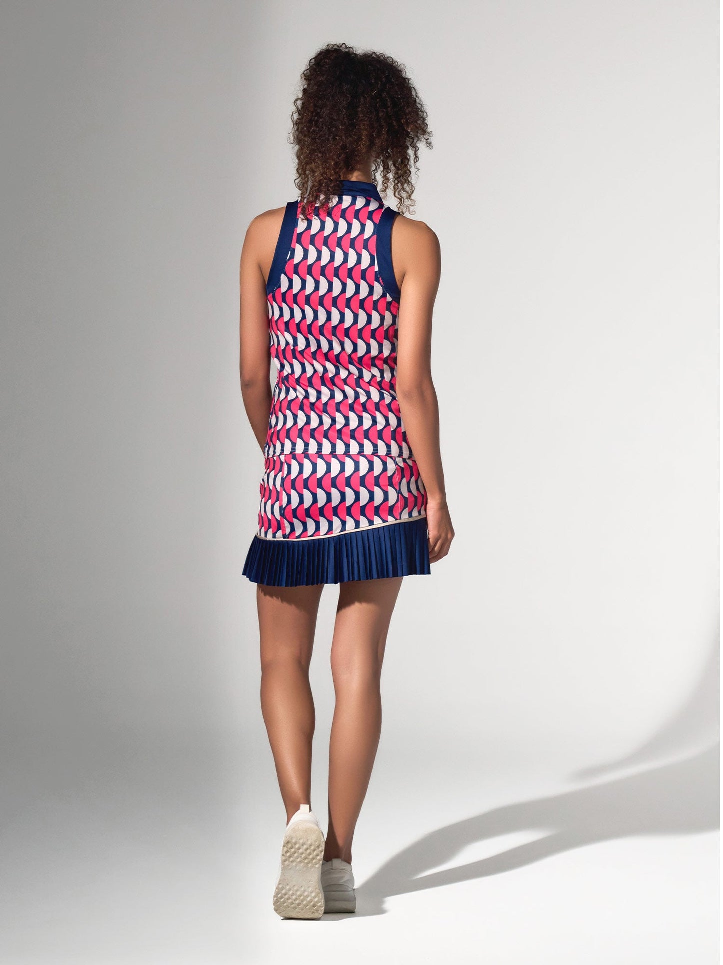 Ava Sleeveless Women's Golf & Tennis Polo Top - Geo Print/Ink - The Golf Guys Online