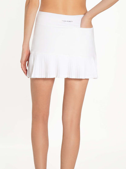 Ashley Asymmetrical 15" Pleated Skirt - White - The Golf Guys Online