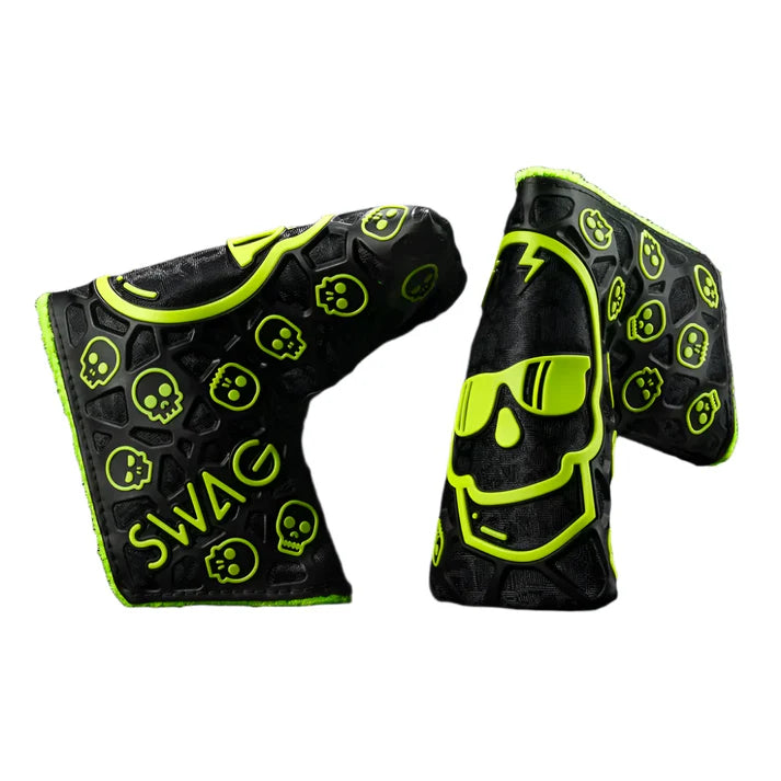 Limited Swag Golf - Lunar Skull Black/Green Blade Putter Headcover *opened, no bag*